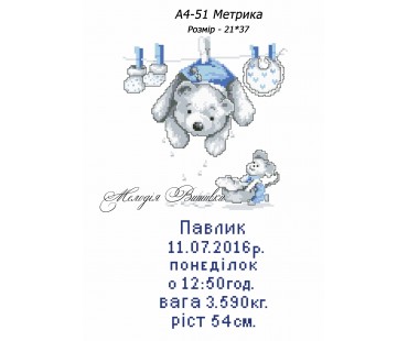 Картина А4-51 Метрика для хлопчика