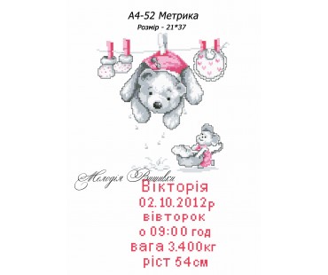 Картина А4-52 Метрика для дівчинки