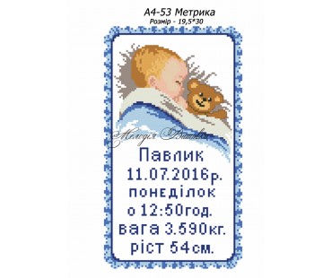 Картина А4-53 Метрика для хлопчика