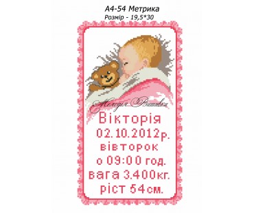 Картина А4-54 Метрика для дівчинки
