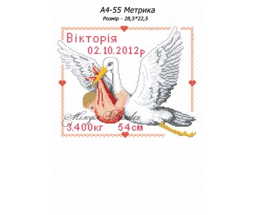 Картина А4-55 Метрика для дівчинки