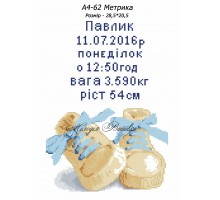 Картина А4-62 Метрика для хлопчика