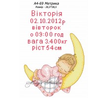 Картина А4-69 Метрика для дівчинки