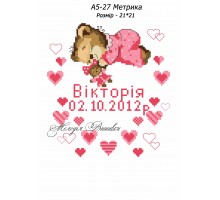 Картина А5-27 Метрика для дівчинки