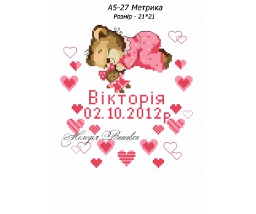 Картина А5-27 Метрика для дівчинки
