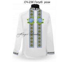 Чоловіча сорочка - вишиванка, заготовка для вишивки бісером або нитками СЧ №236 Голубі рози