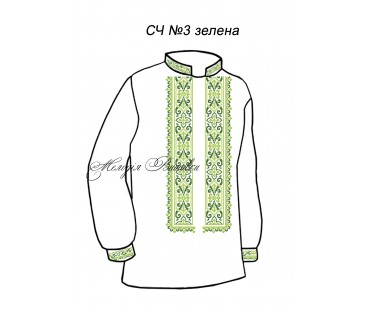 Чоловіча сорочка - вишиванка, заготовка для вишивки бісером або нитками СЧ №3 (зелена)