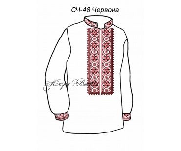 Чоловіча сорочка - вишиванка, заготовка для вишивки бісером або нитками СЧ №48 Сузір'я червона