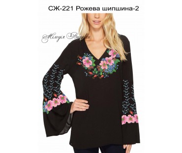 Жіноча сорочка - вишиванка , заготовка для вишивики нитками або бісером СЖ №221 Рожева шипшина-2