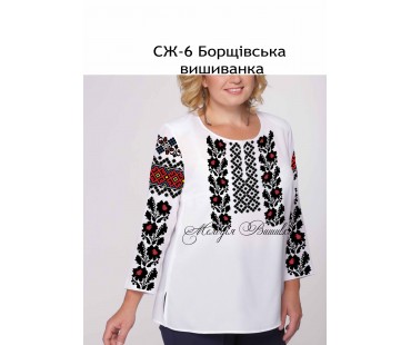 Жіноча сорочка - вишиванка , заготовка для вишивики нитками або бісером  СЖ №6 Борщівська вишиванка (червона)
