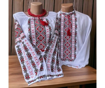 Парні  вишиванки "Червоно-біла зірочка"