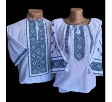 Парні  вишиванки "Сині вишиванки на короткий  рукав " 