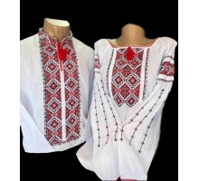 Парні  вишиванки "Геометрія червона" 